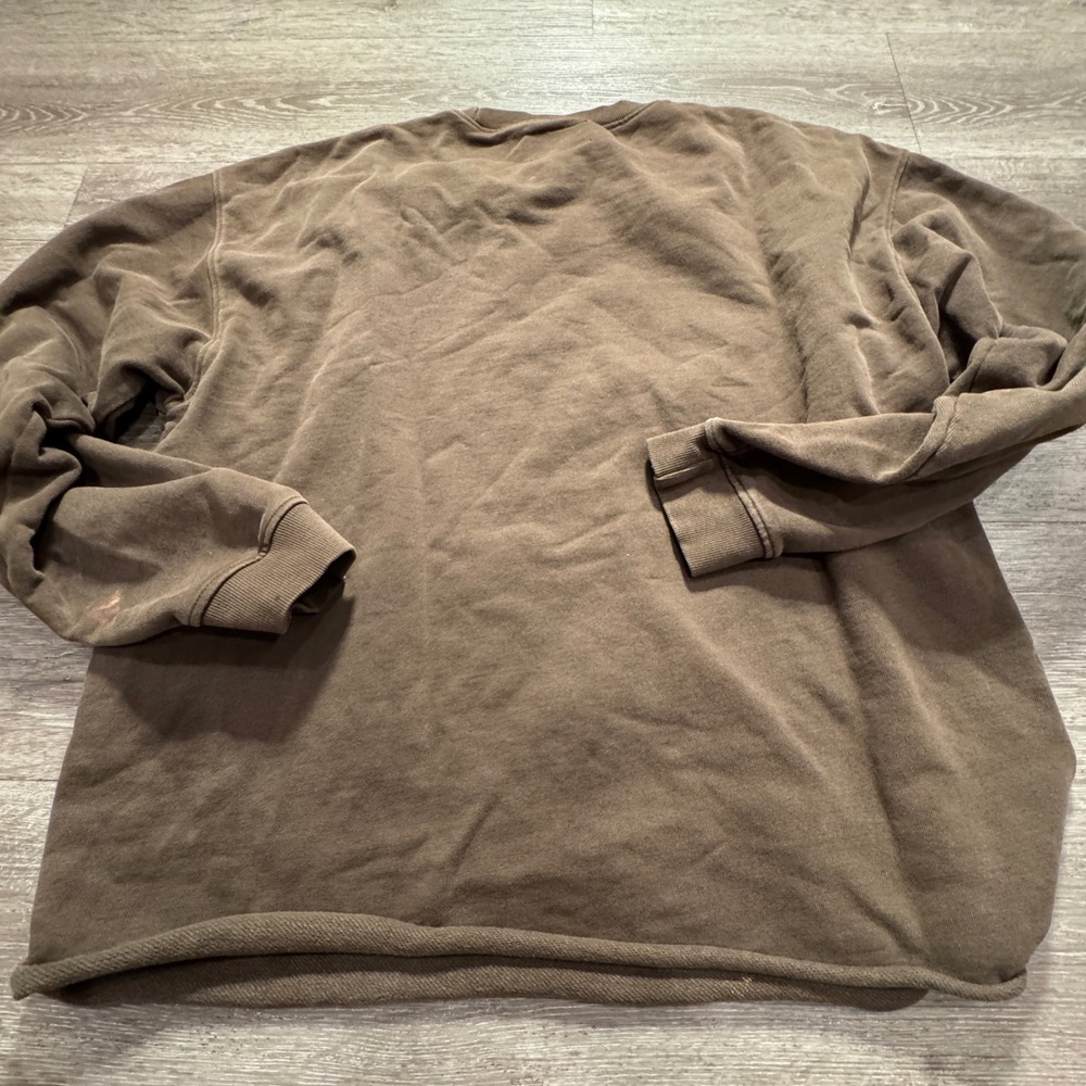 YOUNGLA Sweatshirt Mens XXL Brown Cotton Gym Workout Streetwear Oversized Y2K - Picture 7 of 11